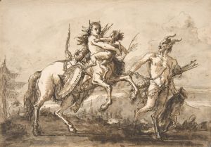 Satyr Leading a Centauress Who Holds a Satyr Child