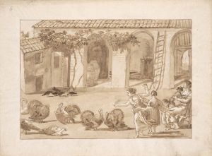 Turkeys in a Venetian Farmyard, the third drawing in Tiepolo’s series of 59 scenes of contemporary life.