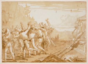 The apparition of the skeleton of Punchinello before his tomb