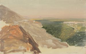 View of a plain with Damascus, Syria, from the mountains.