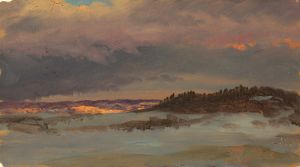 Winter Landscape with Blue Hill at Sunset, Hudson, New York