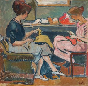 Deux jeunes femmes cousant