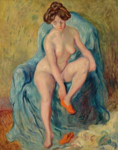 Nu aux chaussons rouges