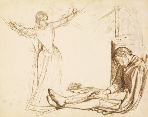 Study for the figures of Guenevere and Launcelot
