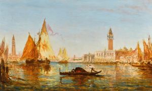 Venise, gondole et voiliers devant le Palais des doges et San Giorgio Maggiore