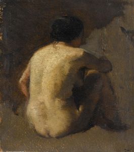 Femme nue assise, vue de dos
