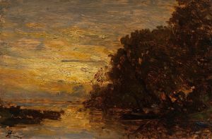 La Seine à Billancourt, coucher de soleil
