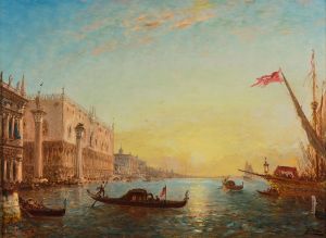 Soleil levant devant la Piazzetta et le palais des Doges, Venise
