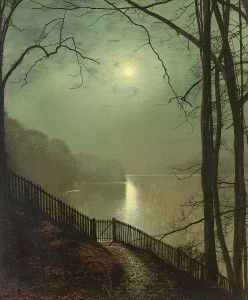 Moonlight on the lake, Roundhay Park, Leeds
