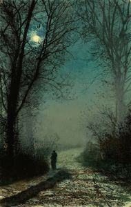Lovers on a moonlit lane