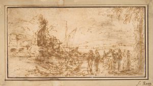 Marine landscape with figures