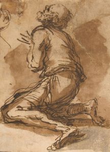 Old Man Kneeling Facing Upper Left
