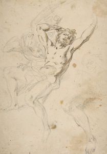 slight sketch of head and shoulders of man in lead pencil