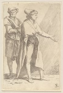 Man Striding Followed by a Retainer