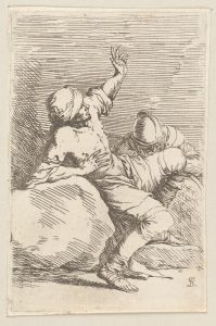 Man, Pointing Upward, and Soldier in Repose