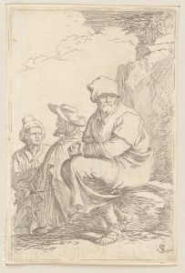 Seated Peasant with Two Other Men