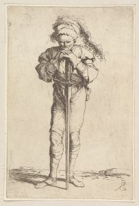Soldier Holding a Long Sword with Both Hands