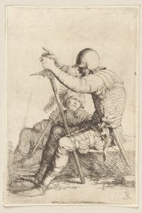Two Soldiers, Seated, One on a Stone, the Other on the Ground
