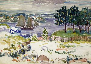 Inlet with Sailboat, Maine