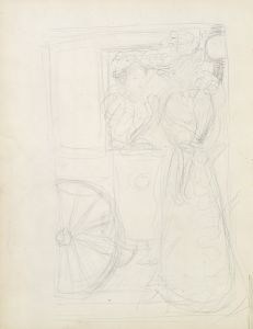 Two women stopping to converse with an acquaintance riding in a carriage.