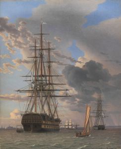 The Russian Ship of the Line ‘Asow’ and a Frigate at Anchor near Elsinore