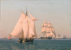 Ships under sail in a mild breeze on a clear summer’s afternoon