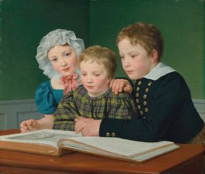 Portrait of C.F. Holm’s children. Adam Vilhelm, Pauline Frederikke and Johan Chr. Julius