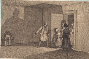 Rejsende får vist deres værelse Illustration til Linearperspectiven , Tavle VIII