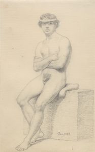 Siddende mandlig model