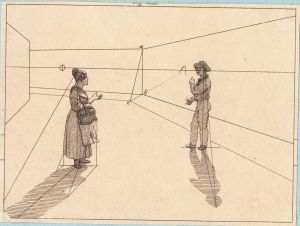 To figurer i en geometrisk konstruktion Illustration til Linearperspectiven , Tavle IV
