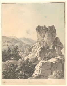 Udsigt ved Harzen, fra Teufelsmauer mod Schloss Blankenburg