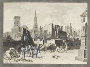 Ulfeldts Plads, det nuværende Gråbrødretorv, efter englændernes bombardement i september 1807