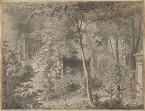Ved Molières gravmæle i Jardin Elysée des Petits Augustins, Paris 10 Juni 1811