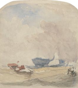 Sea Study with Hulk, Sailing Boat and Rowing Boat
