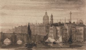 Old London Bridge and St. Paul’s Cathedral From the Thames