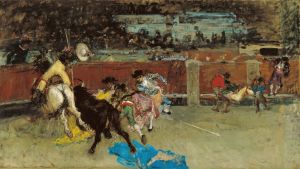Bullfight. Wounded Picador