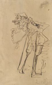 Caricature of a soldier holding a decoration