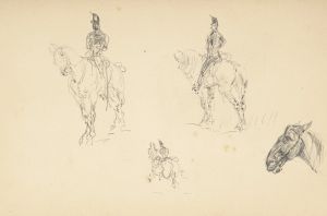Étude de cavaliers et de chevaux