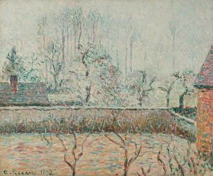 Paysage Avec Maisons Et Mur De Clôture, Givre Et Brume, Éragny