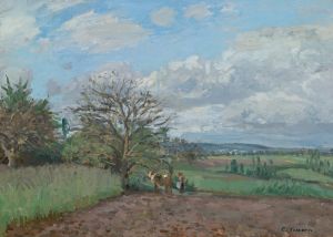 Paysage Avec Une Vachère