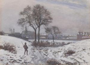 Chasseur en hiver, paysage à Norwood
