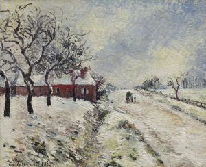 Route enneigée avec maison, environs d’Eragny