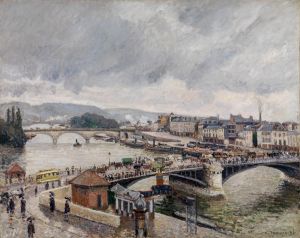 Blick auf die Grosse Brücke zu Rouen bei Regenstimmung