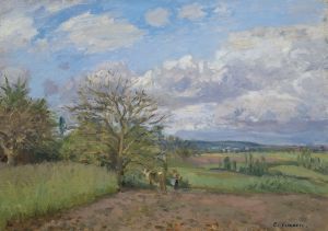 Paysage avec une vachère