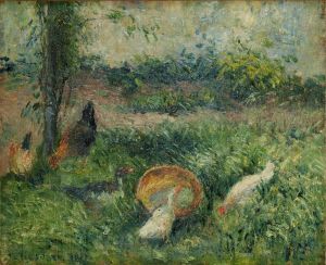 Basse-cour avec poules et canards