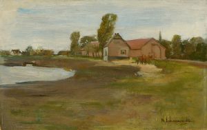 Dorfstraße in Militsch – Landschaft mit Teich