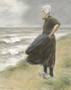 Holländerin, stehend in den Dünen nach links