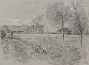 Landweg in Holland, vorne zwei Ziegen