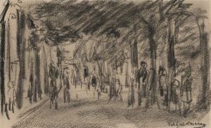 Dorfstraße mit Passanten