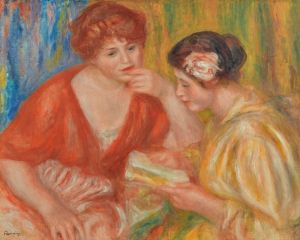 La Lecture, Deux Femmes Aux Corsages Rouge Et Rose
